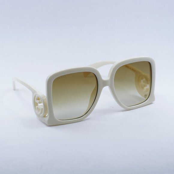 Gucci GG1326S 002 Sunglasses Ivory Square Frame, Brown Gradient Lenses main image 5